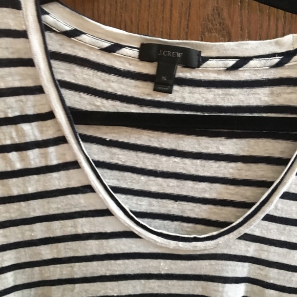 J. Crew Navy and White Striped Linen Tee - Picture 2 of 5